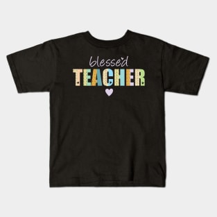 blessed teacher - thanksgiving - fall autumn Kids T-Shirt